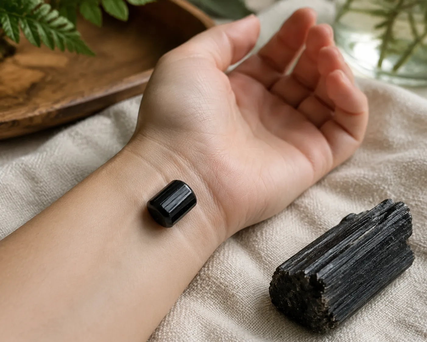 A cool mineral placed near the wrist as a sensory cue rather than a guaranteed nervous system switch