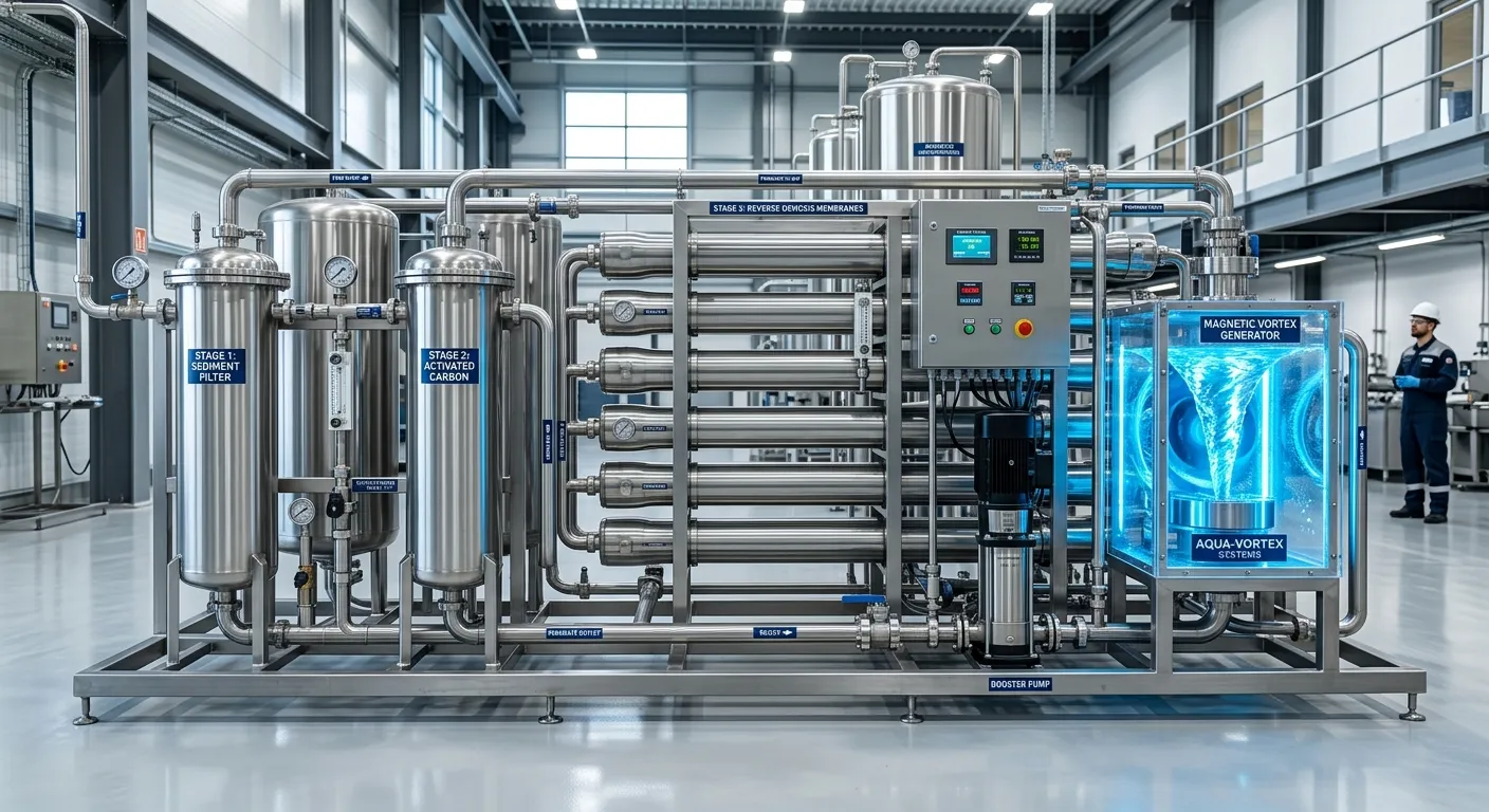 Advanced industrial multi-stage water filtration and structuring matrix