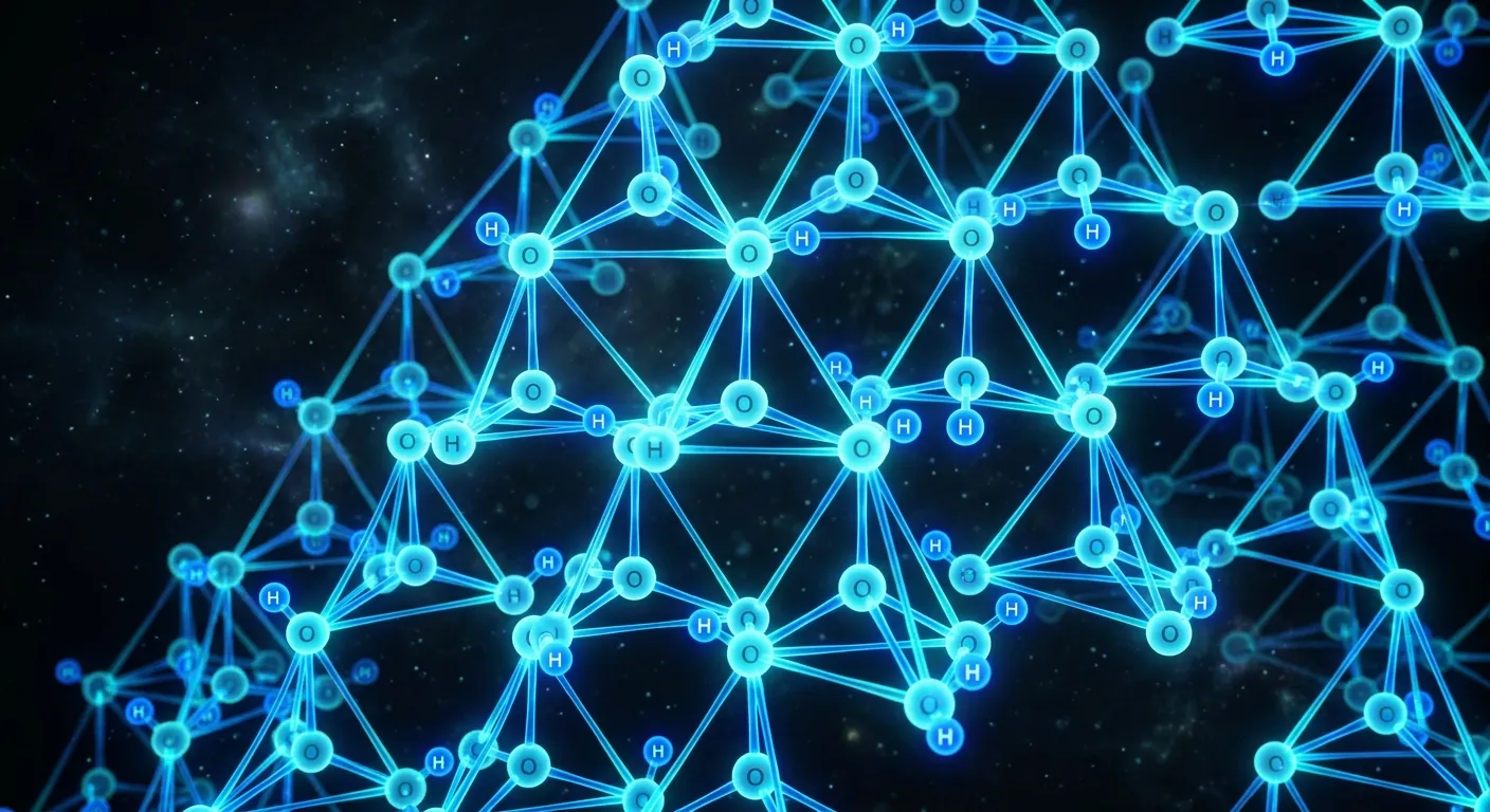 Coherent repeating tetrahedral lattice of structured water molecules